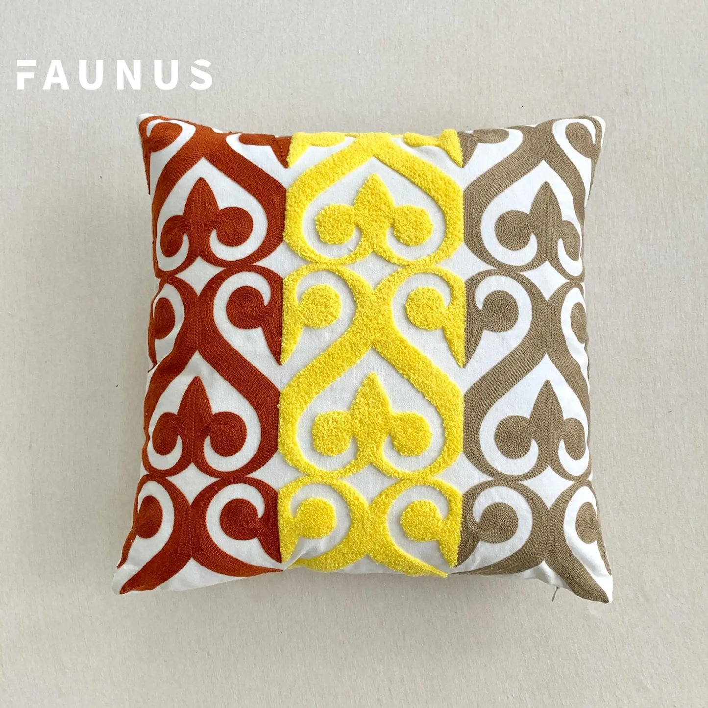 🌿 Green Leaf & Sunflower Embroidered Pillow Cover – 18 x 18 inches Boho Modern Cushion Cover for Sofa, Chair, or Car