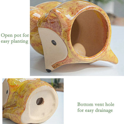 Boho Home Decor Ceramic Fox Plant Pot – Cute Mini Potted Succulent Planter for Home Decor