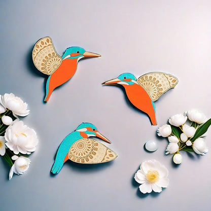 3-Piece Wooden Bird Wall Decor Set – Patterned Boho Home Decor for Indoors & Outdoors Bird Lover Gift for Birder