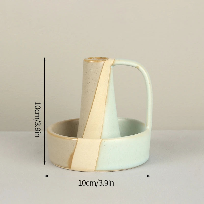 Ceramic Candlestick Nordic Candle Holder Home Decoration Boho Decor Clay Pottery