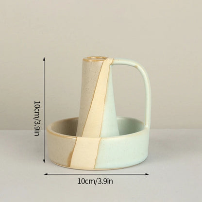 Ceramic Candlestick Nordic Candle Holder Home Decoration Boho Decor Clay Pottery