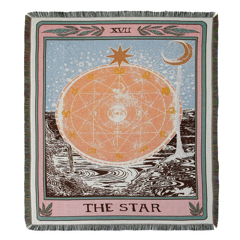 Tarot Tapestry Blanket – Boho Woven Throw for Sofa, Bed, Picnic & Travel