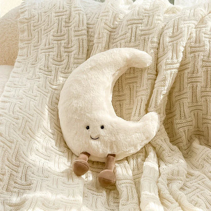Plush Moon & Sun Throw Pillow – Soft Boho Home Decor for Sofa, Bedroom & Kids' Room
