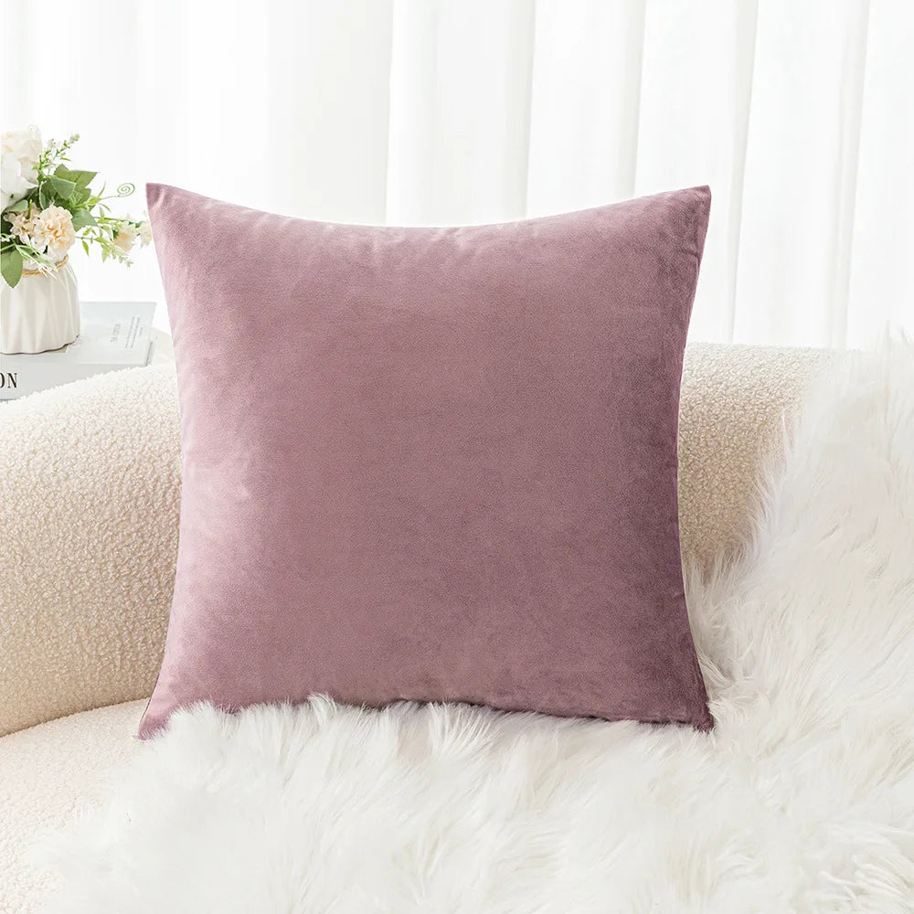 Velvet Pillowcase Sofa Cushion Cover – Solid Color Throw Pillow Case for Living Room