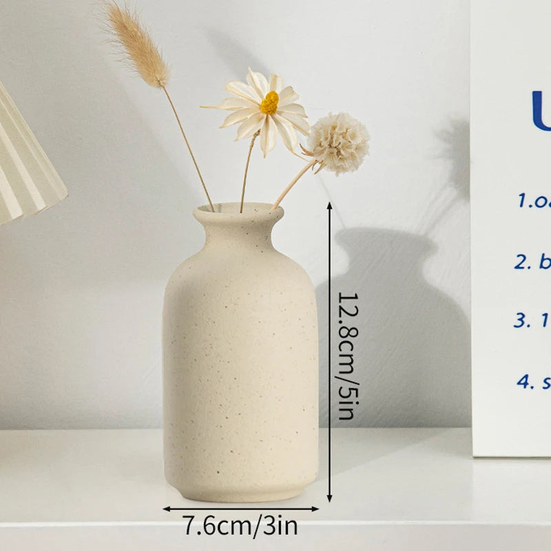 Modern White Ceramic Vase – Minimalist Decorative Vase for Pampas Grass, Flowers & Home Accents