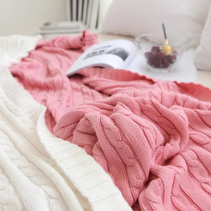 100% Cotton Cable Knit Throw Blanket – Soft & Breathable Boho Home Decor