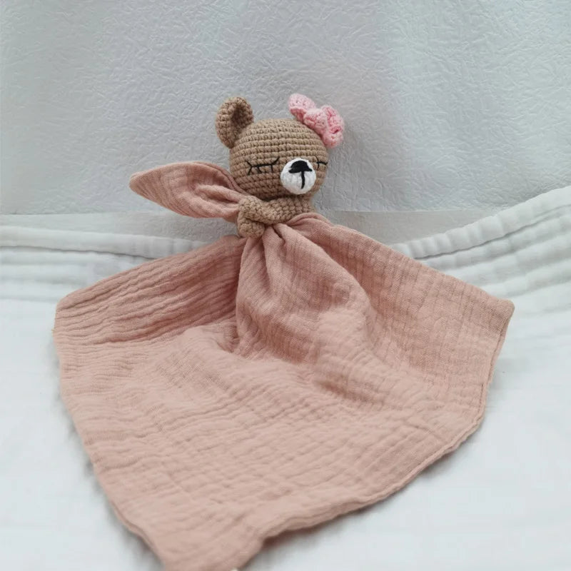 Boho Baby Soother & Comforting Burb Cloth – Soft Sleeping Animal Stuffed Teether for Infants