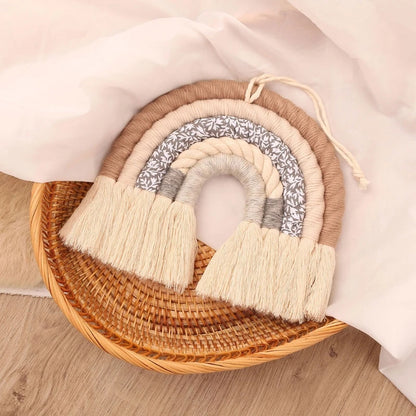 Nordic Room Decoration Handmade Woven Cotton Rope Rainbow Hanging Decor Boho Wall Art for Boho Home Decor and Baby Nursery 
