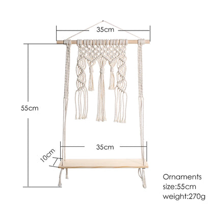 Macramé Wood Hanging Wall Shelf