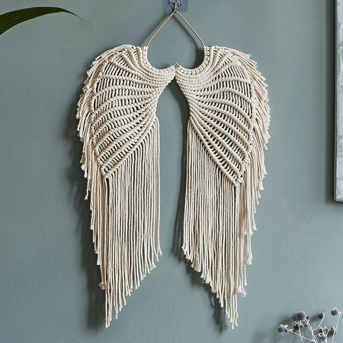 Macrame Wall Hanging Tapestry Handmade Boho Woven Art Wall Decor Tassel Crochet Decoration for Home Living Room Bedroom Wings Wood