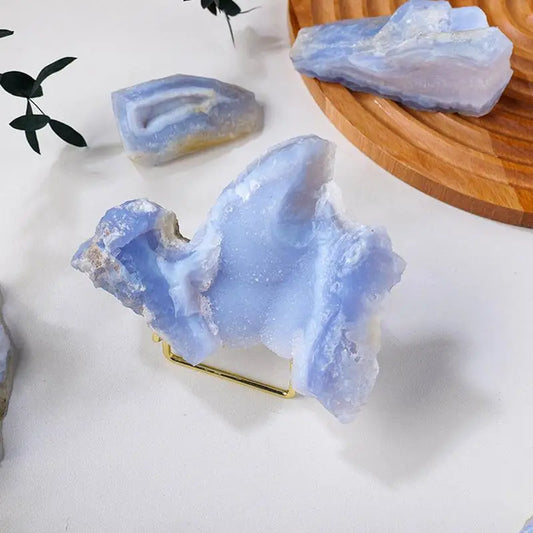 Blue Agate Rough Vase Filler Rocks Natural Mineral Ore Blue Lace Agate Crystal For Bonsai Fish Tank Flower Pot Decoration