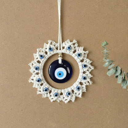 Handcrafted Evil Eye Macrame Circle Wall Decor