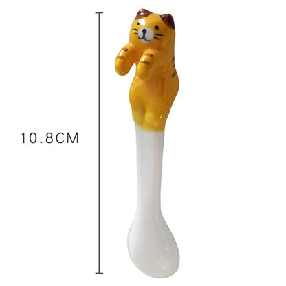 Ceramic Cat Hanging Spoon – Cute Animal Coffee & Dessert Spoon for Cat Lovers