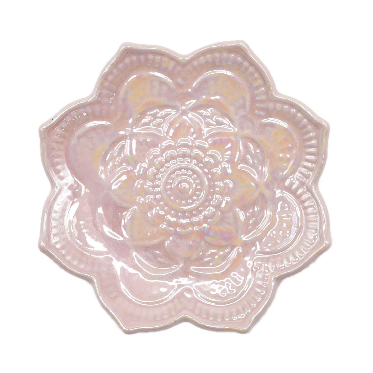 Nordic Ceramic Mandala Small Jewelry Dish Earrings Necklace Ring Storage Plate Display Bowl Flower Decoration Tray Home Decor Bedroom Bathroom Living Room Boho 1Pc