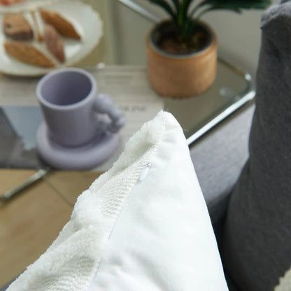 Plush Wool-Inspired Throw Pillow Cover – Soft Textured Accent for Cozy Boho Spaces
