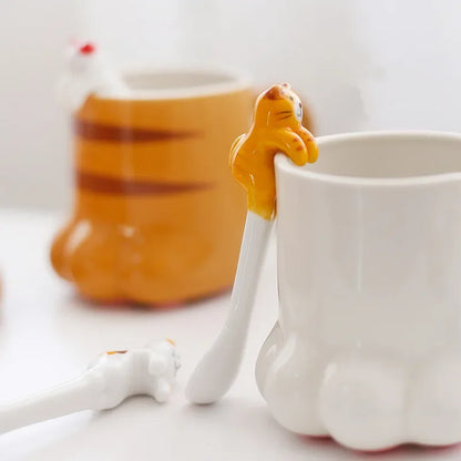 Ceramic Cat Hanging Spoon – Cute Animal Coffee & Dessert Spoon for Cat Lovers