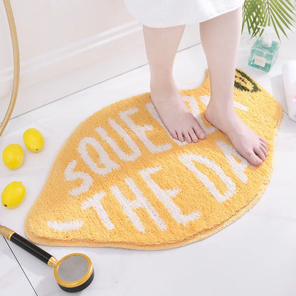 Peach & Lemon Shaped Microfiber Bath Mats – Soft, Absorbent & Non-Slip Bathroom Rugs