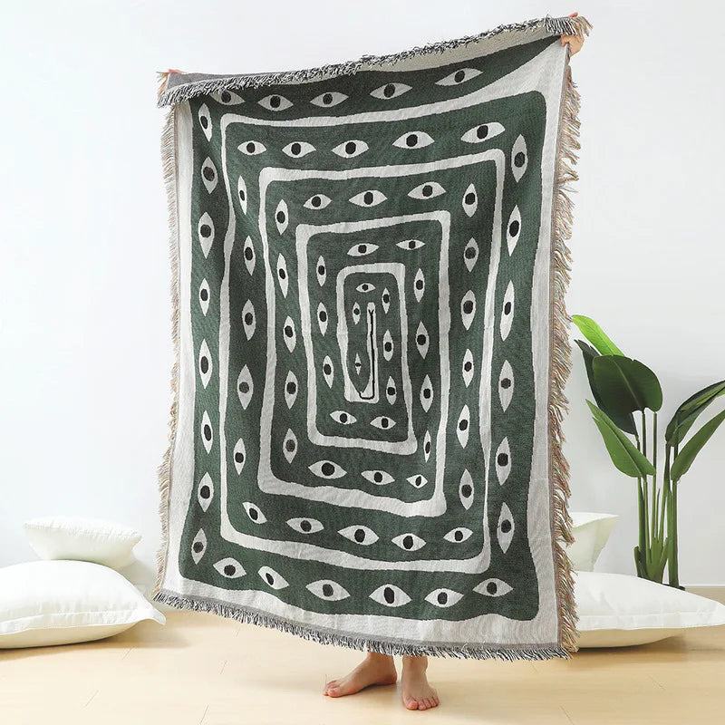 Eye Snake Cotton Throw Blanket – Boho Home Decor