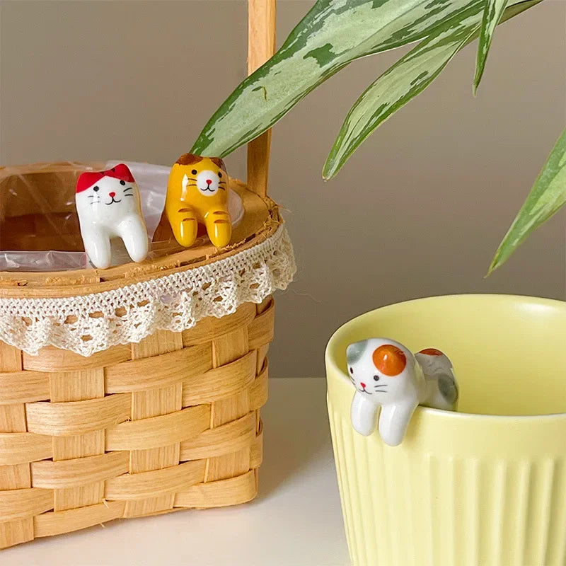 Ceramic Cat Hanging Spoon – Cute Animal Coffee & Dessert Spoon for Cat Lovers