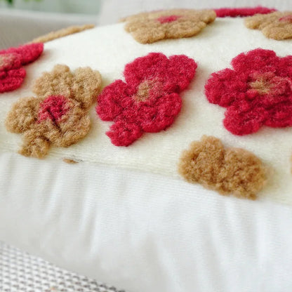 Embroidered Floral Throw Pillow Cover – Boho Decorative Cushion Cover for Sofa, Bed, or Chair | Housewarming Gift
