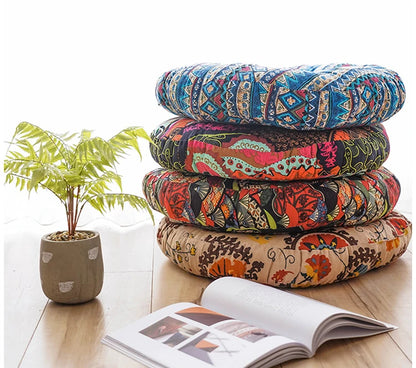 🧘 Round Cotton Floor Cushion Pillow – Thickened Tatami Yoga Mat & Meditation Seat – Machine Washable Geometric Patchwork Cushion