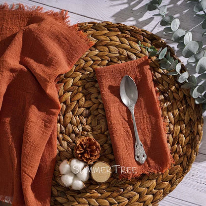 Rustic Cotton Gauze Reusable Napkin – Boho Kitchen & Table Decor - Rust