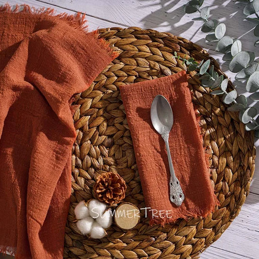 Rustic Cotton Gauze Reusable Napkin – Boho Kitchen & Table Decor - Rust