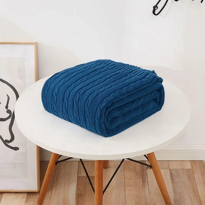 100% Cotton Cable Knit Throw Blanket – Soft & Breathable Boho Home Decor