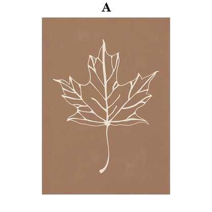 Rustic Fall Poster Set – Minimalist Autumn Leaves & Pumpkin Canvas Wall Art for Seasonal Home Decor