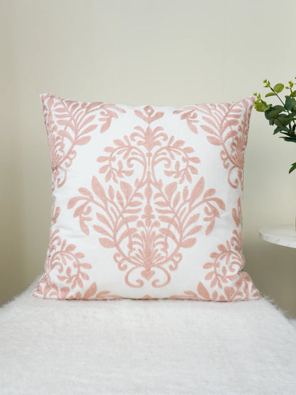 Pink Mandala Floral Embroidered Throw Pillow Cover – Boho Home Decor Accent for Sofa, Bed, or Chair