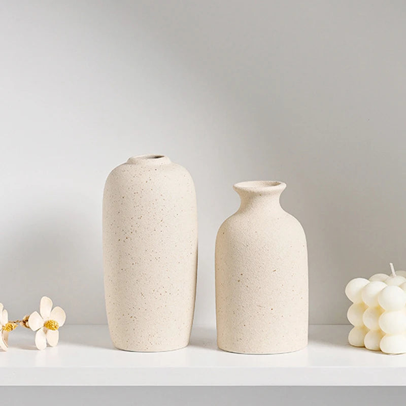 Modern White Ceramic Vase – Minimalist Decorative Vase for Pampas Grass, Flowers & Home Accents