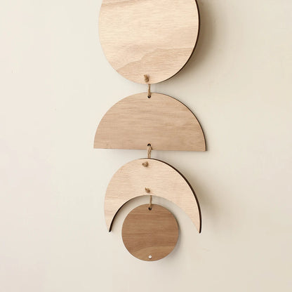 Wooden Wall Hanging Moon Phase Garland Wall Decor Hanging Ornaments Decoration Boho Home Decor for Nursery Ornament Gift