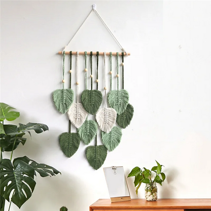 Handwoven Macrame Leaf Wall Hanging – Boho-Inspired Home Decor