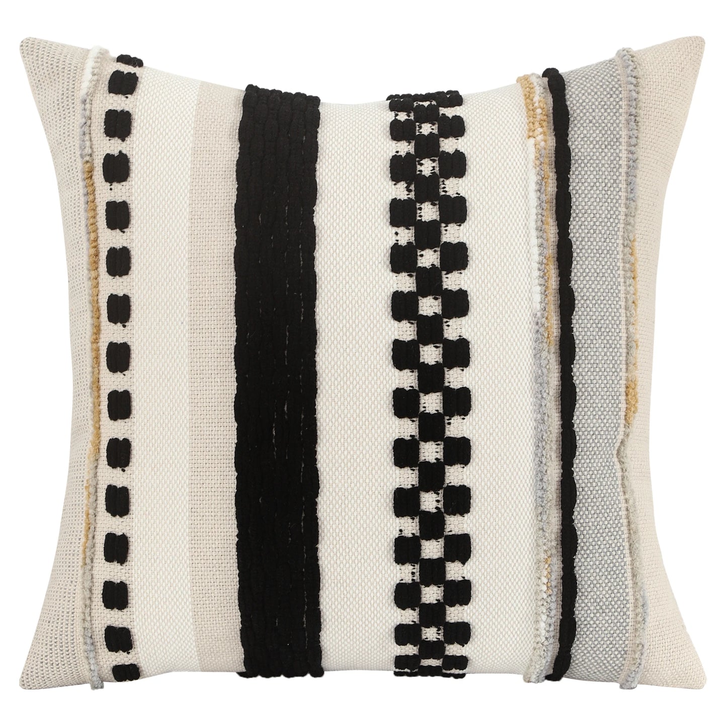 Boho Striped Chenille Throw Pillow Cover – Decorative Square Cushion for Cozy Home Accents
