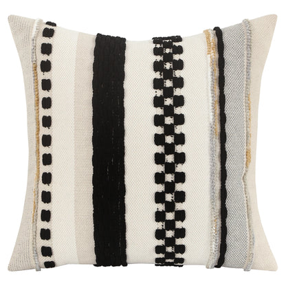 Boho Striped Chenille Throw Pillow Cover – Decorative Square Cushion for Cozy Home Accents