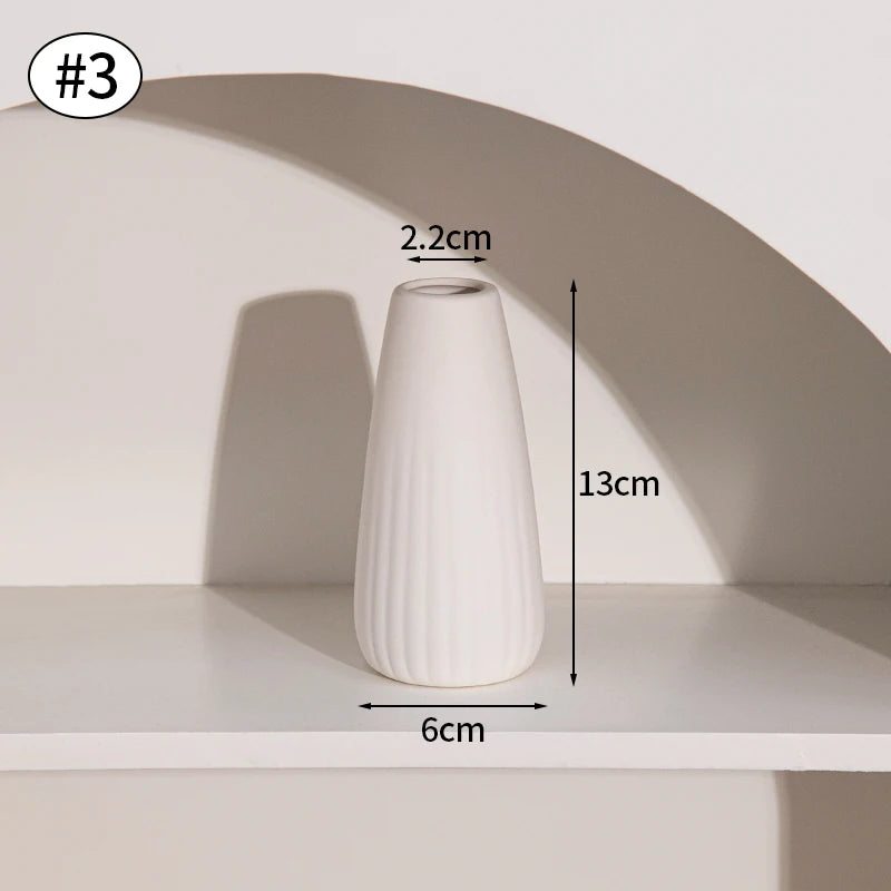 Modern White Ceramic Vase – Minimalist Decorative Vase for Pampas Grass, Flowers & Home Accents