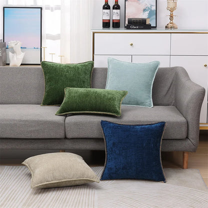 Luxury Chenille Throw Pillow Cover - Forest Green