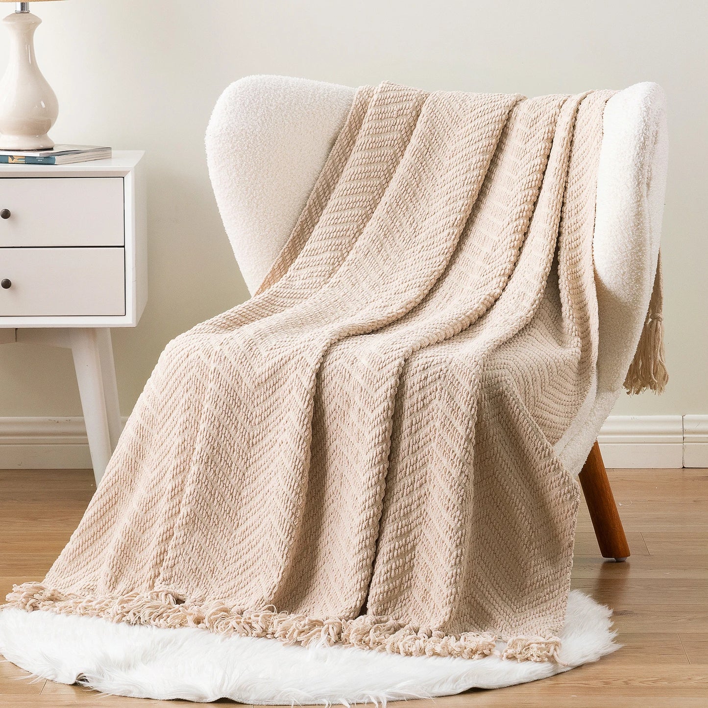 Thick Knitted Throw Blanket Soft Warm Decorative Sofa Bed Bedspread Home Boho Room Decor