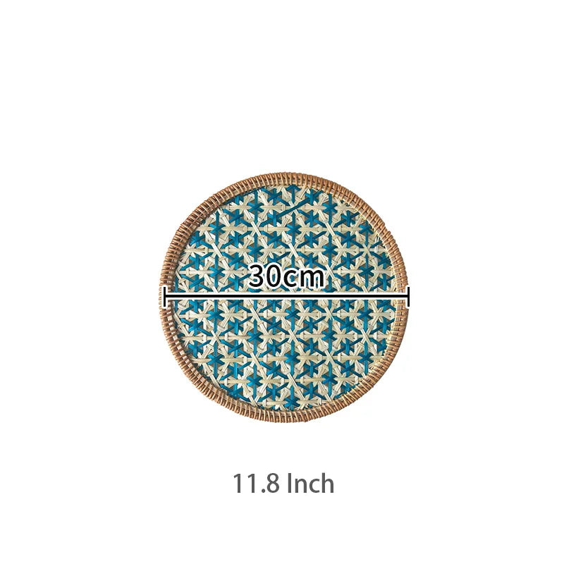 Hand-Woven Bamboo Boho Placemats – Round Rattan Table Mats for Rustic Kitchen