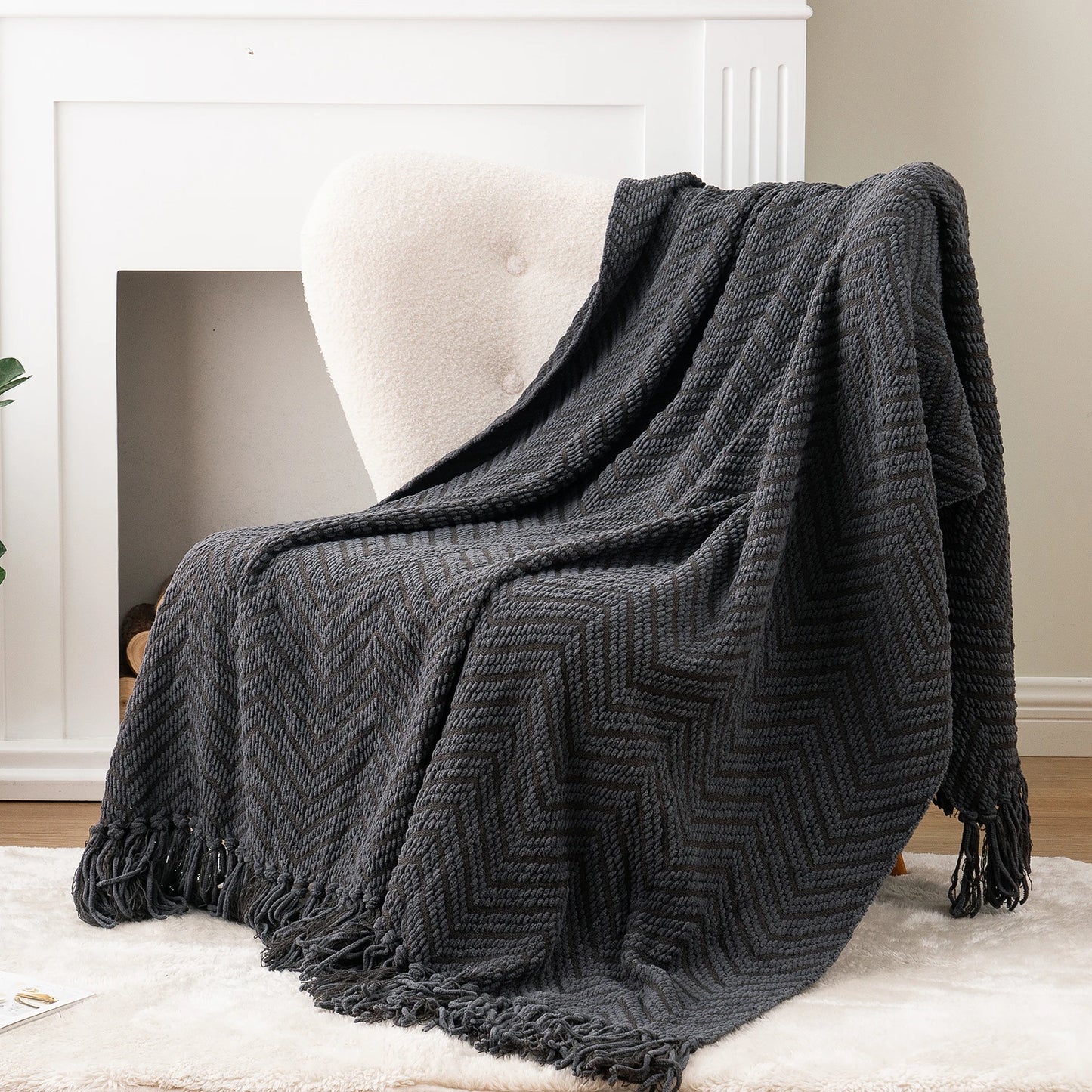 Thick Knitted Throw Blanket Soft Warm Decorative Sofa Bed Bedspread Home Boho Room Decor