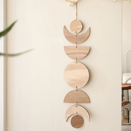 Wooden Wall Hanging Moon Phase Garland Wall Decor Hanging Ornaments Decoration Boho Home Decor for Nursery Ornament Gift