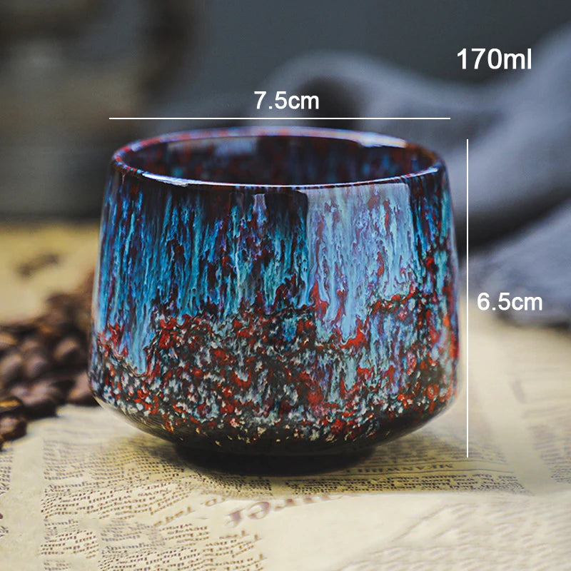 Colorful Reactive Glaze Ceramic Coffee Mug – 6oz Espresso & Tea Cup for Home, Office & Café