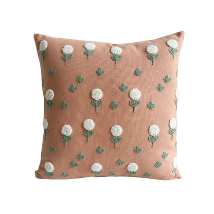 Embroidered Floral Throw Pillow Cover | Boho Home Decor | Square Cushion Cover for Sofa or Bed | Housewarming Gift Idea
