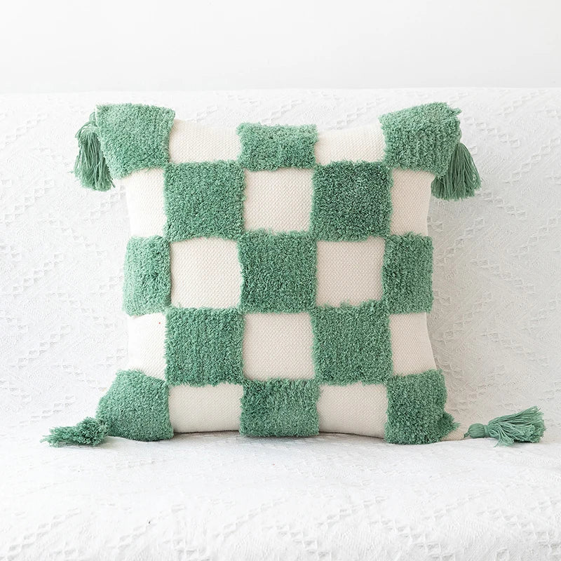 Boho Geometric Tufted Cushion Cover – Textured Decorative Throw Pillow