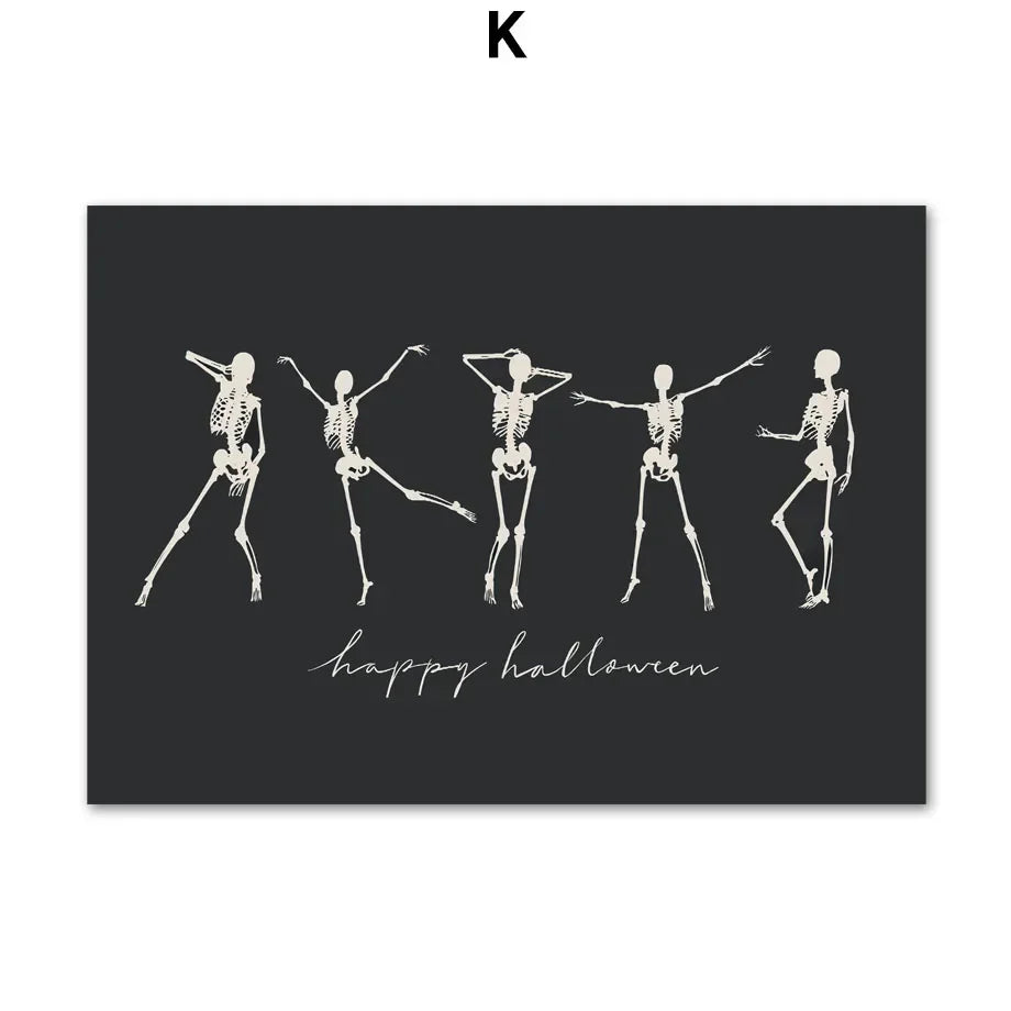 Fall Halloween Skull & Plant Canvas Wall Art Prints