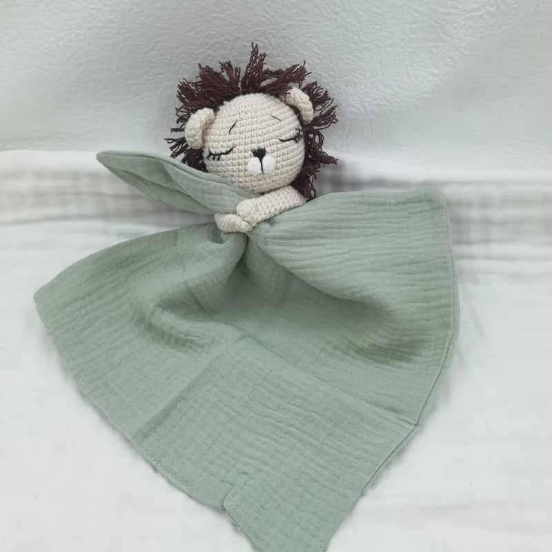 Boho Baby Soother & Comforting Burb Cloth – Soft Sleeping Animal Stuffed Teether for Infants