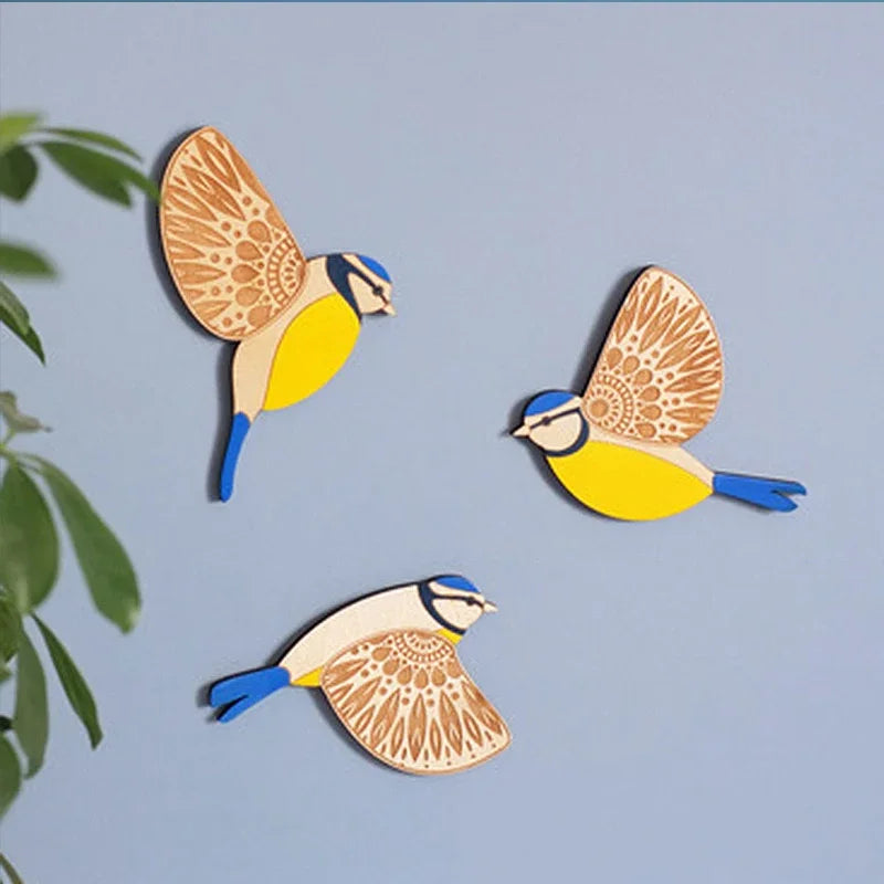 3-Piece Wooden Bird Wall Decor Set – Patterned Boho Home Decor for Indoors & Outdoors Bird Lover Gift for Birder