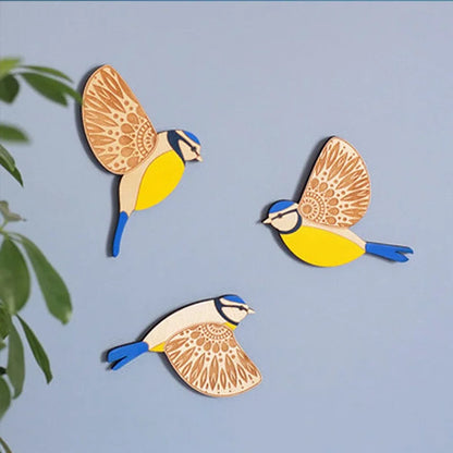 3-Piece Wooden Bird Wall Decor Set – Patterned Boho Home Decor for Indoors & Outdoors Bird Lover Gift for Birder