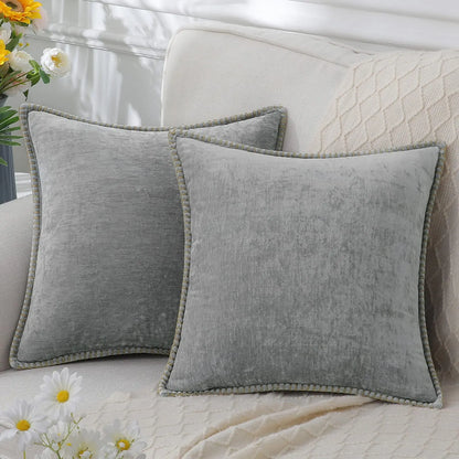 Luxury Chenille Throw Pillow Cover - Forest Green