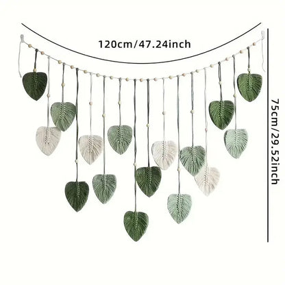 Boho Home Decoration Macrame Tapestry Leaf Feather Wall Hanging Decor for Living Room Bedroom Wall Art